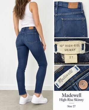 Madewell 10 High-Rise Skinny Jeans Size 27 Dark Wash Indigo Denim Stretch